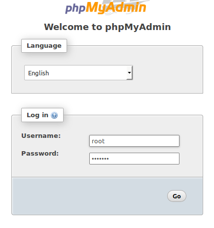 PHPMyAdmin Login Screen