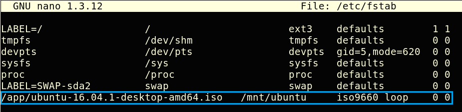 Mount ISO Image in fstab File