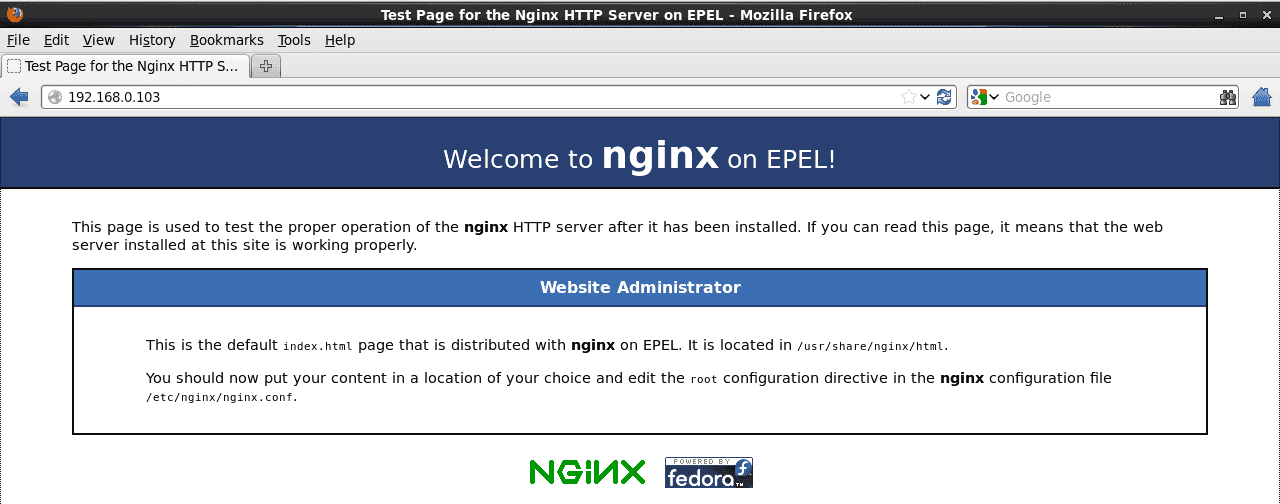 NGINX SERVER DEFAULT HOME PAGE