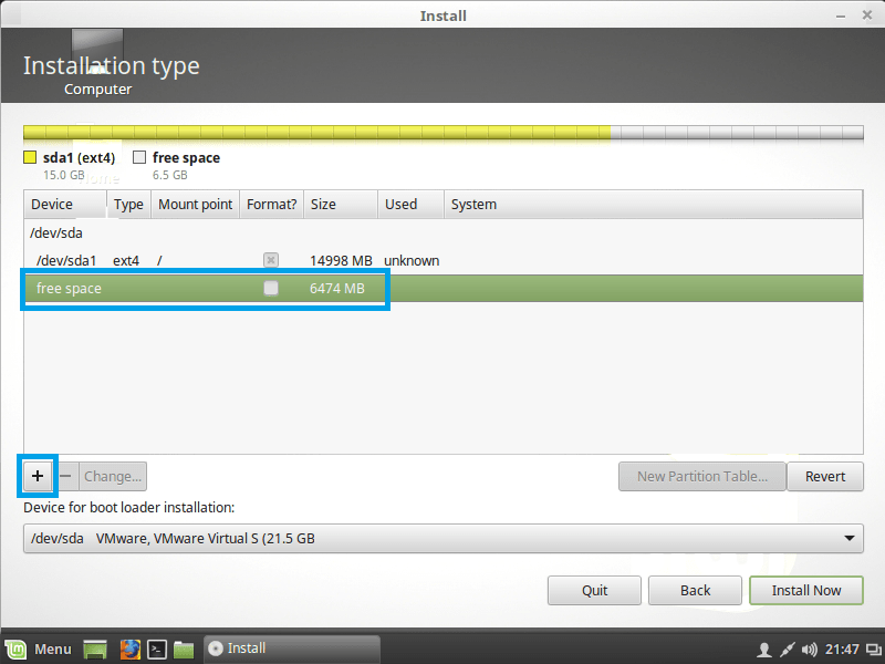 CREATE SECOND PARTITION