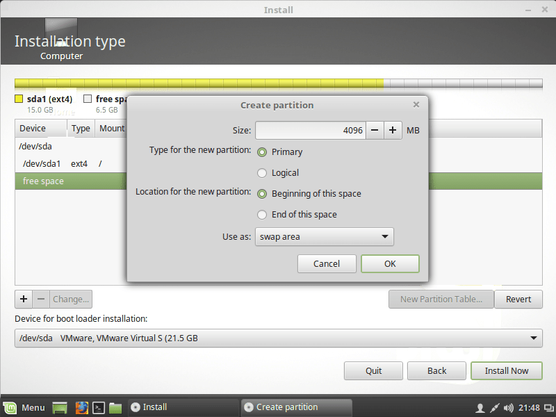 CREATING SWAP PARTITION