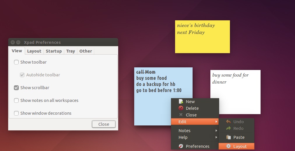 FIRST SCREEN OF XPAD STICKY NOTES