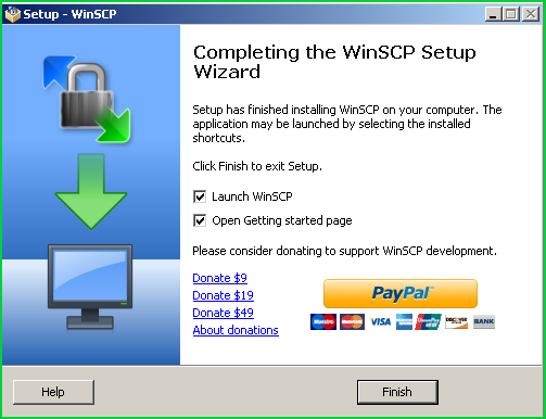 FINISH WINSCP SFTP CLIENT INSTALLATION